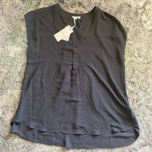 Muscle Sleeved Partial Button Down Blouse